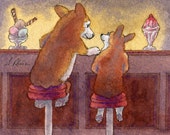 Welsh Corgi dog 8x10 art - secrets and sundaes ice cream bar stool friends knickerbocker glory dessert sweet Welsh Corgi dog 8x10 art - secrets and sundaes ice cream bar stool friends knickerbocker glory dessert sweet