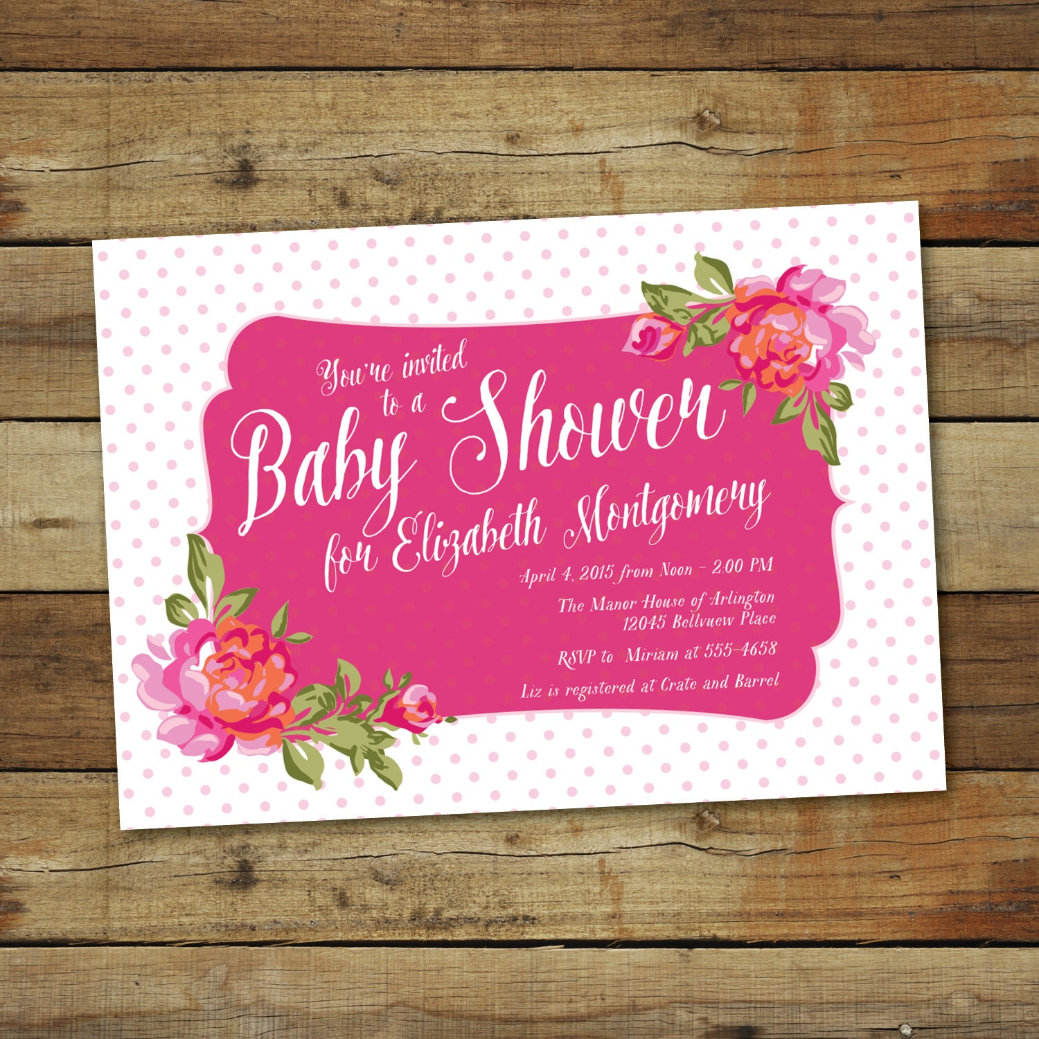 Rose Baby Shower Invitations 5