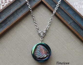 Featherstone Blue, Vintage Glass Button Necklace