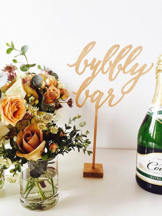 wood food stick for Wood Bar Signs by Cut LHCalligraphy Bar Standing Laser Bubbly