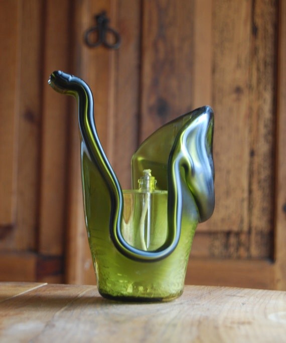 Wine bottle oil lamp. oil lantern. recycled wine by HarrachGlass