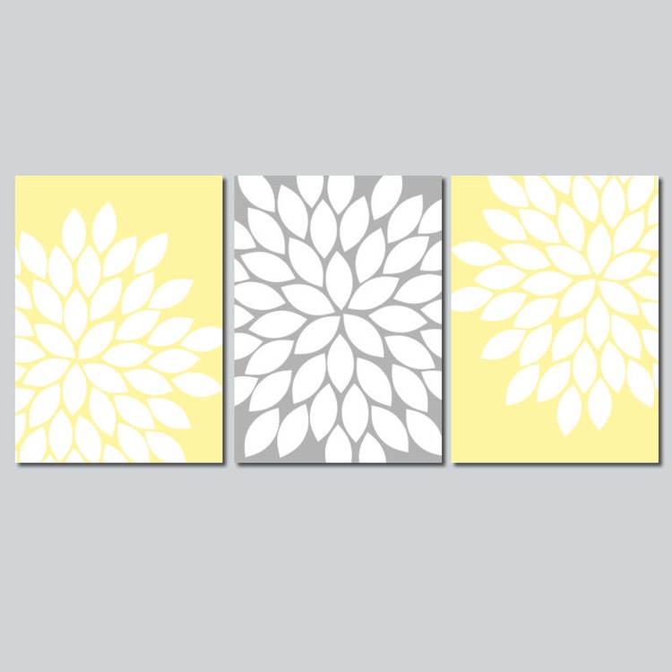 Yellow Gray Wall Art Bedroom Canvas or Prints by TRMdesign on Etsy
