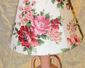 Vintage Shabby Chic Style Table Lamp with Handmade Floral Lampshade