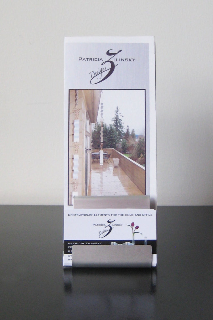 Modern Metal Brochure and Business Card Holder by steelribbons