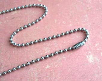 Stainless Steel 24" ball chain. 2.5mm beads. For MEN. Made in USA! Tube Connector. Add a bead-ball chain to your charm order w/Tipsy Whimsey