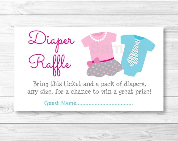 Pink &amp; Blue Diaper Raffle Tickets / Gender Reveal / Tutus and