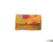 Orange Splendid Floral Print  Case Frequent Shopper Credit Card Wallet