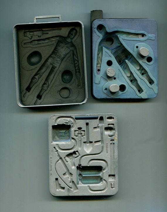 toy soldier action figure mold 3 pc metal vintage by ElizavellaArt
