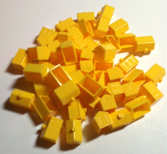 50 Yellow Monopoly Game Piece Houses by heavensentcrafts on Etsy