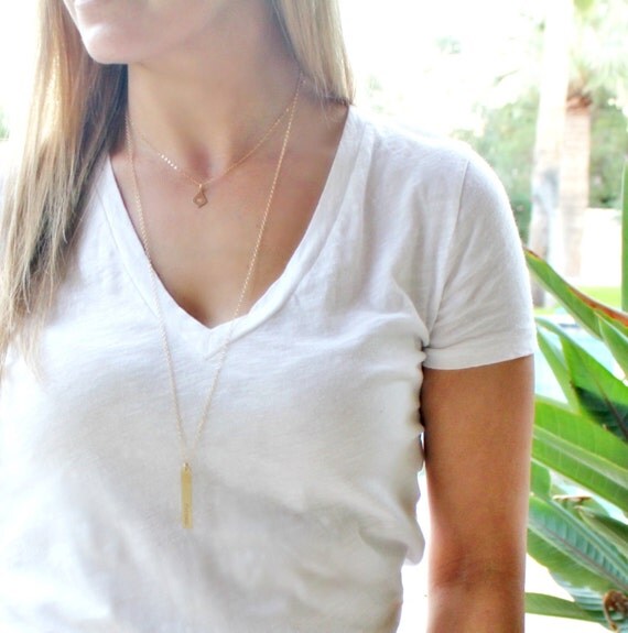 Long Vertical Gold Bar necklace Personalized by TheSilverWren