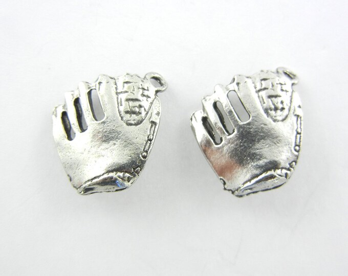 Pair of Pewter Dimensional Baseball Glove and Baseball Charms