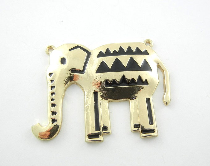 Elephant Pendant Gold-tone Double Link with Design