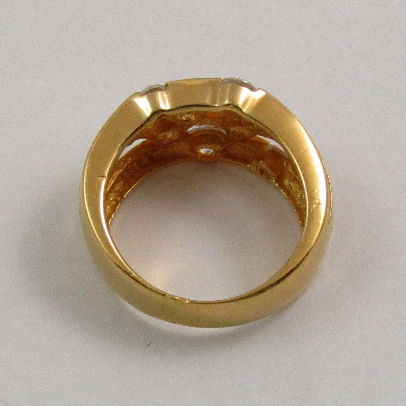 Vintage Gold Vermeil Ring 925 Sterling Silver DQ Cz Diamonique