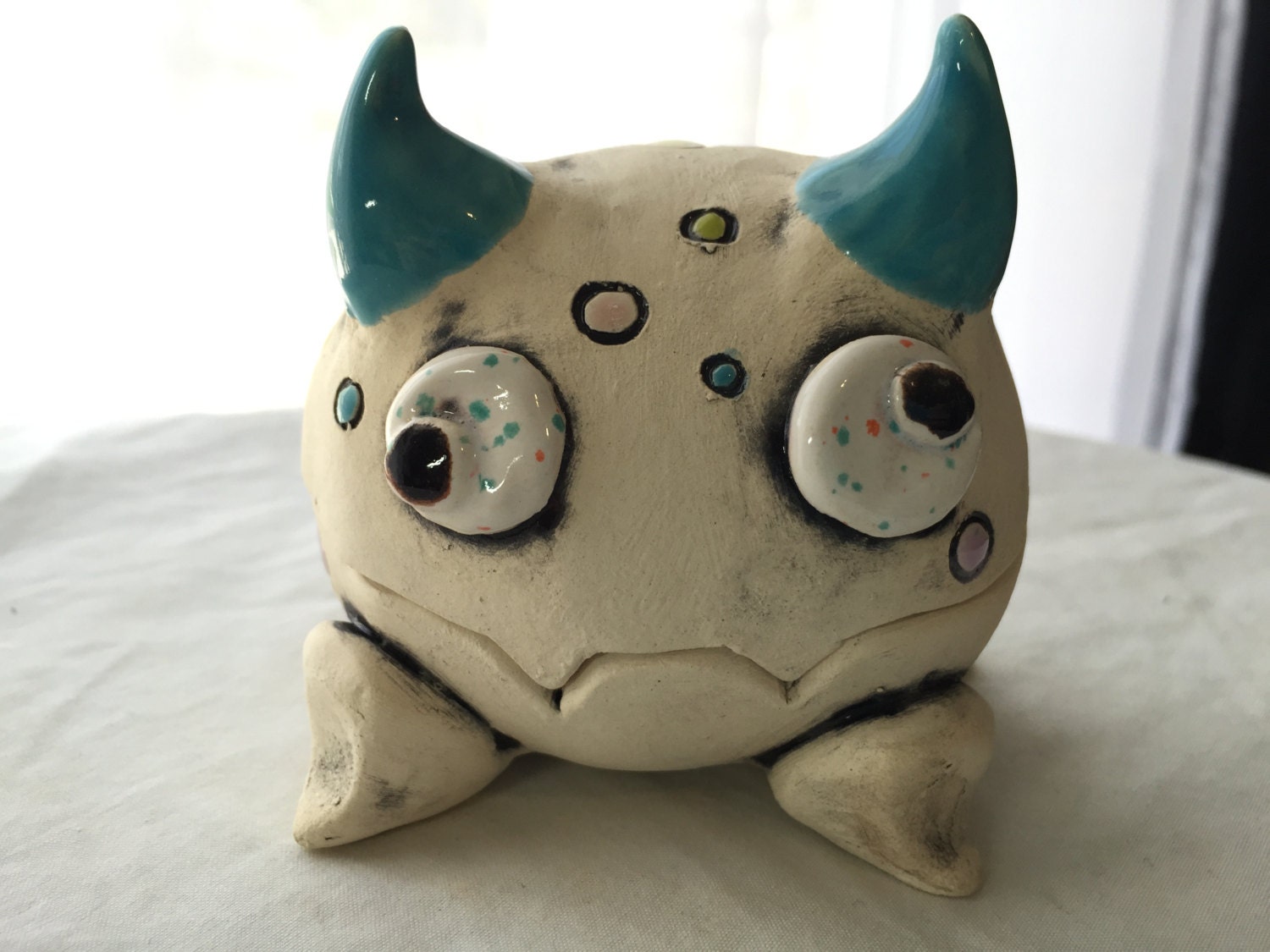Googly eyed Spotted OddBall Monster by TheFenceCat on Etsy