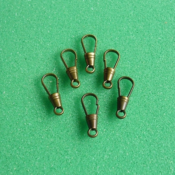 6 Antique Brass Clasp Clasps Pocket Watch Chain End Clips 7/8