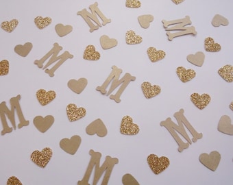 Monogram Confetti, Gold Wedding Shower Decor, Wedding Reception Table Scatter, Bridal Shower Decoration