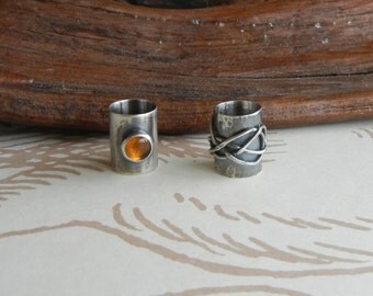 Silver and Amber Beads for Beards or Hair // Made to Order