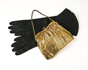 Whiting and Davis Handbag, Gold Mesh Purse, Evening Bag, Holiday Handbag