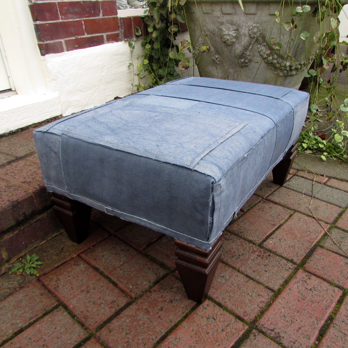 BLUE TARP repurposed canvas tarps cut re sewn in modern