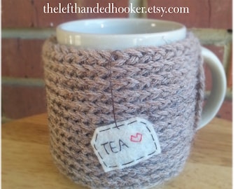 knitted tea mug cozy cup cozy in mushroom taupe