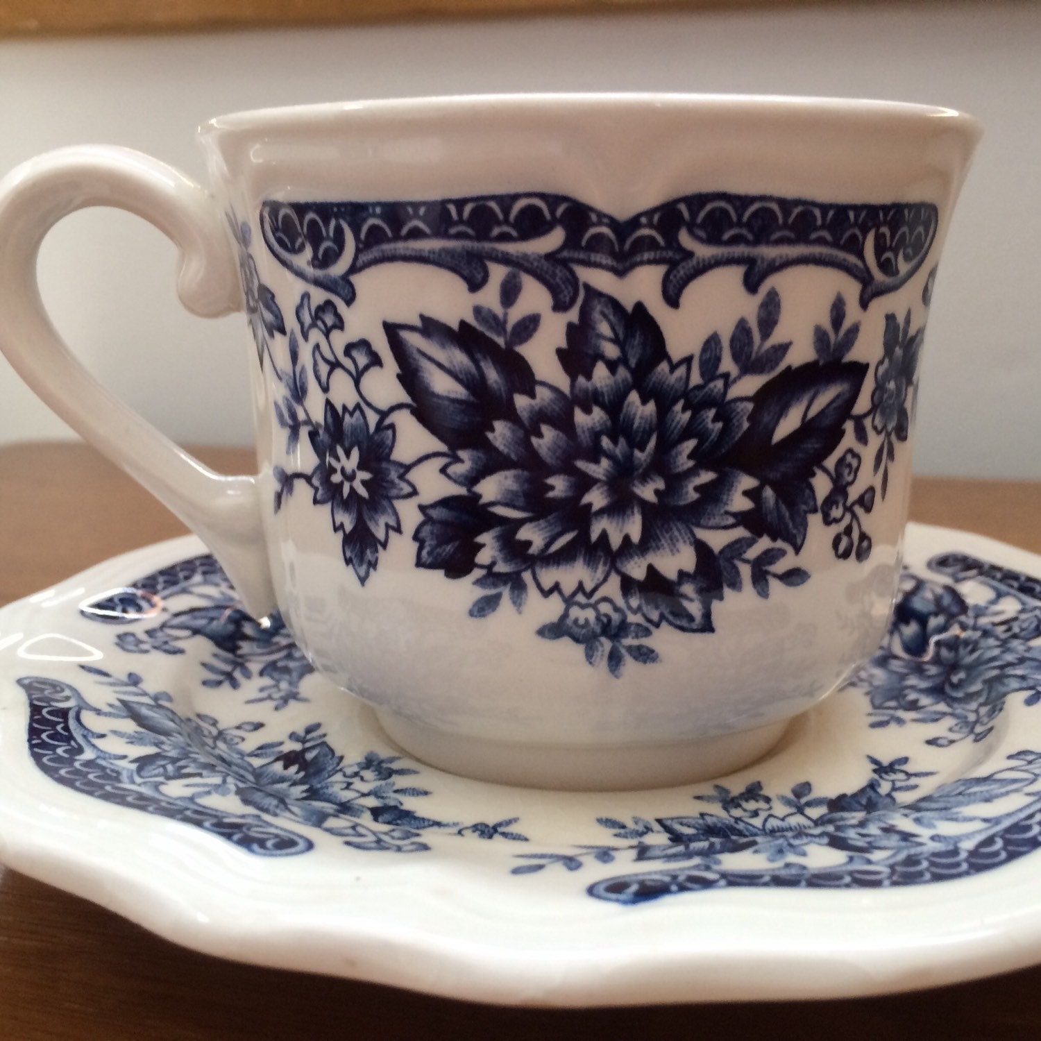Blue Carnation Ironstone 4235 Tea Cup and Saucer Haute Juice