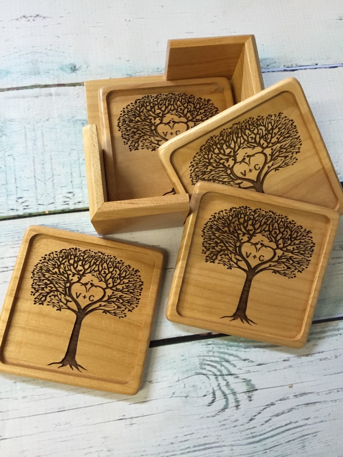 Personalized Wood Coaster Set Wood Coasters New House Gift   Il Fullxfull.710917427 2tp8 