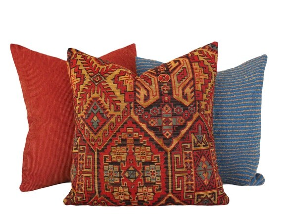 Rustic Southwestern Pillows Lodge Pillow Cover by PillowThrowDecor