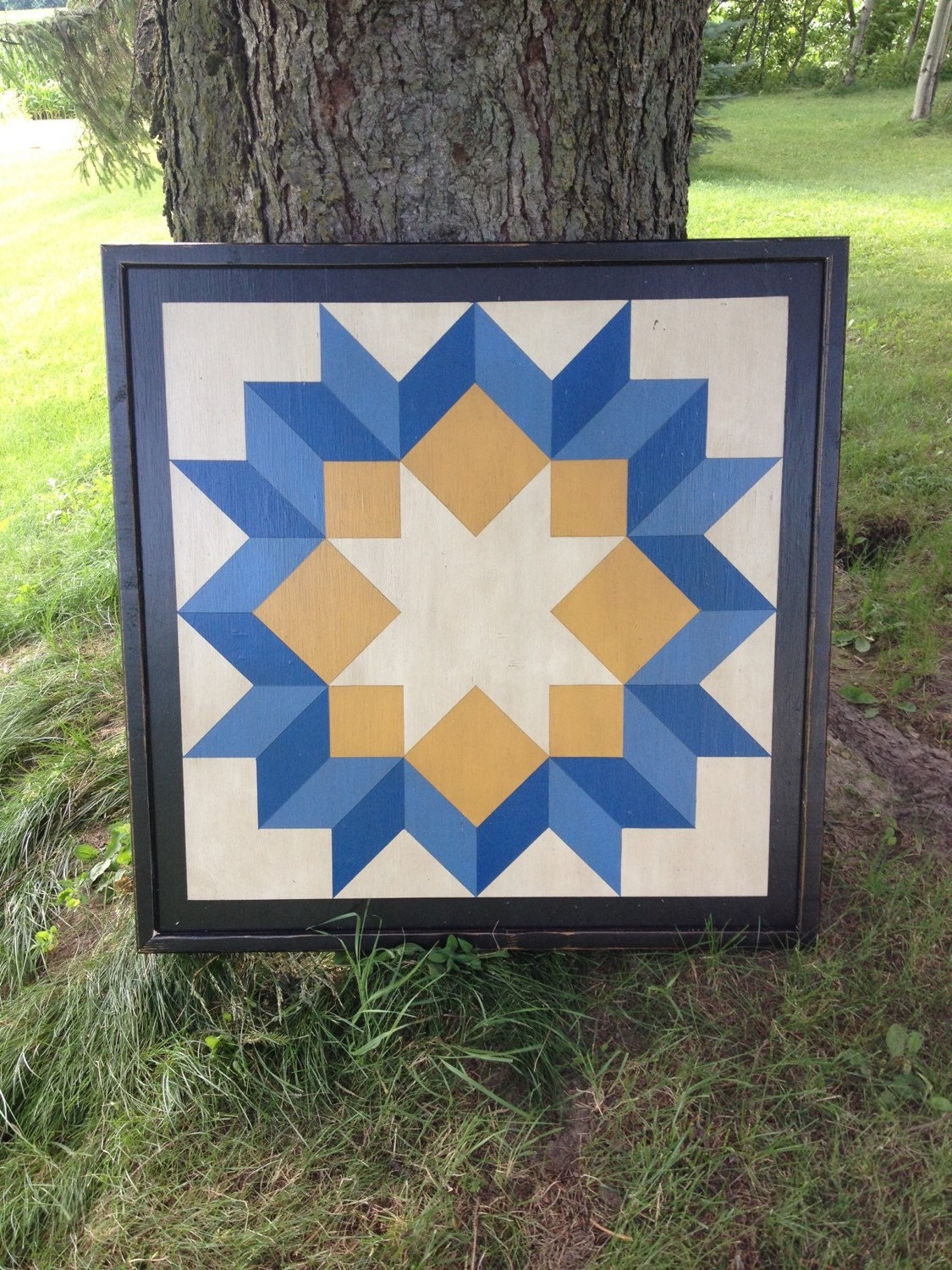 PriMiTiVe Hand-Painted Barn Quilt 3' x 3' Dutch by CrowCorner