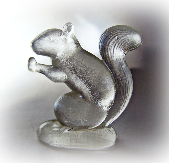 Vintage Glass Figurine Antique Pressed Glass Squirrel Whimsy