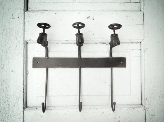 Iron Faucet Wall Hooks Three Wall Hook French by CamillaCotton