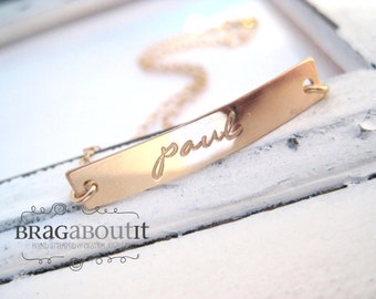 Hand Stamped Gold ID Bracelet . Personalized Bracelet . Hand Stamped Bracelet . Name Bracelet . Brag About It . Brag Bracelet