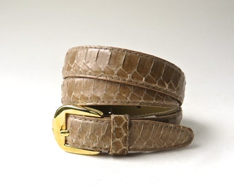 80s vintage Toffee Brown Snakeskin Belt