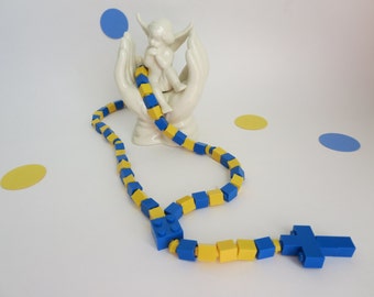 Catholic Kids Rosary Rosary Made of Lego® Bricks - Blue and Yellow Catholic Kid Rosary