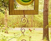 Window Art  Suncatcher Recycle Glass Recycled Picture Frame Green Glass