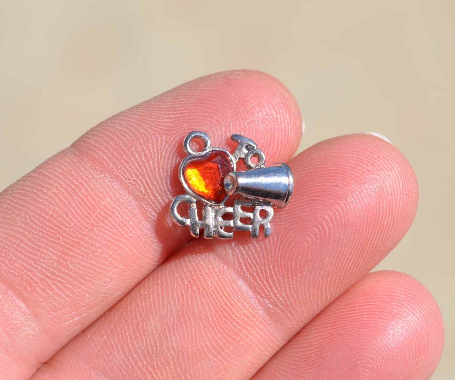 BULK 20 Silver Love to Cheer Charms SC1414