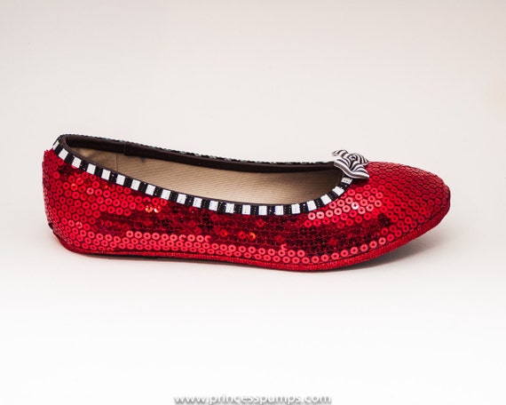 Sequin Red Black White Ballet Flats Shoes by princesspumps on Etsy