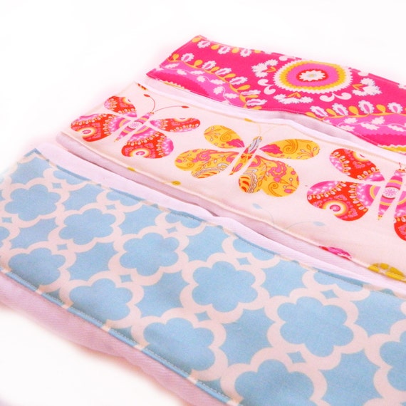 Girl Burp Cloth - Floral Butterfly Burp Cloth You Choose - Pink Blue Yellow // Diaper Burp cloth // Cotton Burp Cloth // Flower Burp Cloth