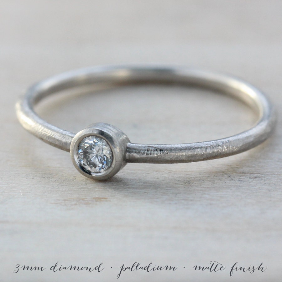 Handmade Rustic Ethical 3mm Diamond Engagement Ring by AideMemoire