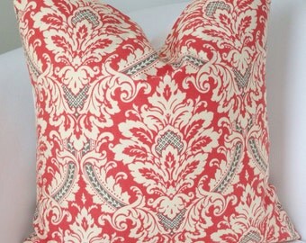 Gray Coral Pillow Cover Decorative Throw Pillow Damask Pillow Accent Pillow Cushion