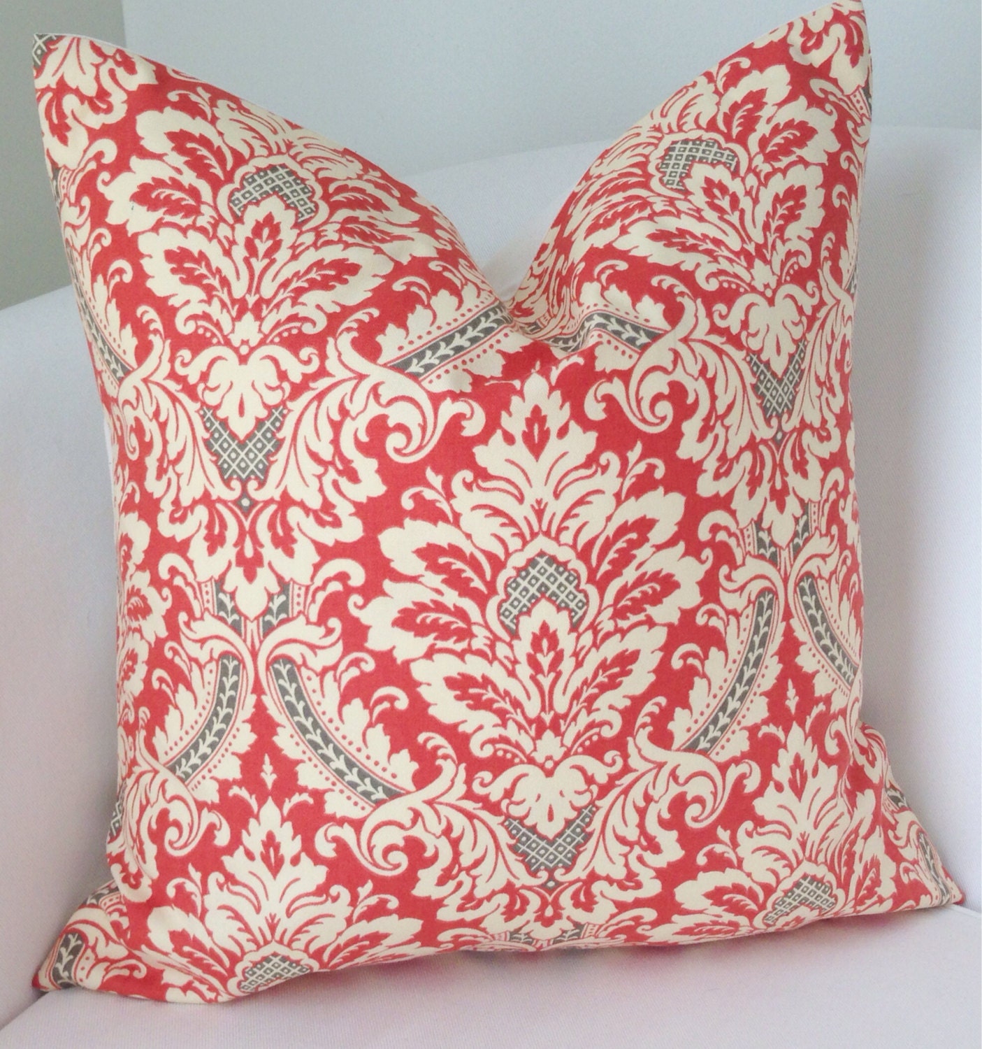 Gray Coral Pillow Cover Decorative Throw Pillow Damask Pillow