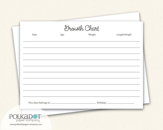 Growth Chart Baby & Child Record Keepsake Card