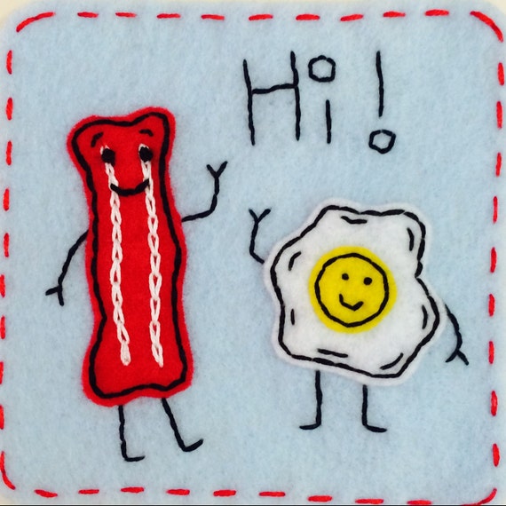 Dynamic Duos Bacon and Eggs Eco Felt Applique by HappyFelties