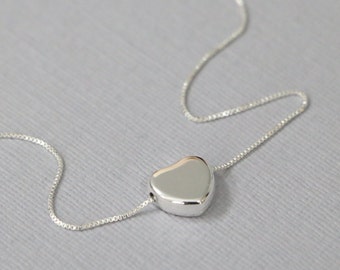 Sterling Silver Heart Necklace, Silver Heart Necklace, Sterling Silver Heart Pendant, Sterling Silver Necklace, Personalized Bridesmaid Gift