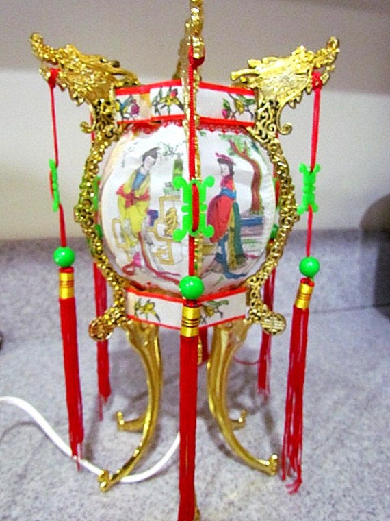 Vintage 60s Oriental Love Lamp Electric Table Lamp