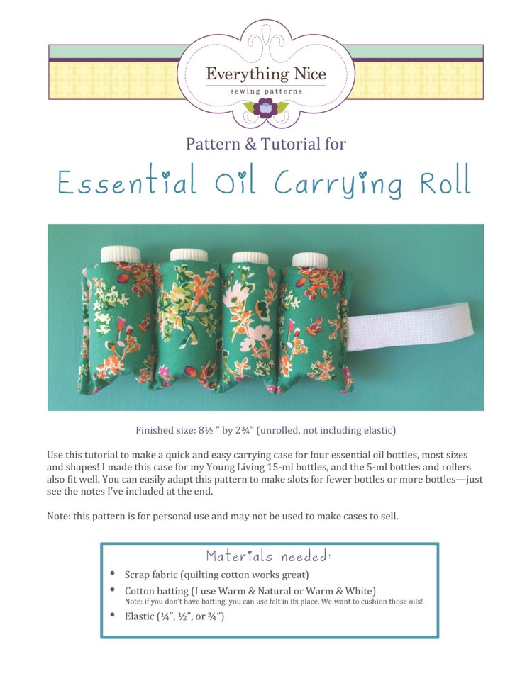 Essential Oil Carrying Roll Pattern PDF by EverythingNiceSewing