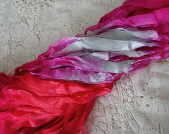 NeW - Hand Dyed half inch wide ribbon - HEART-THROB, 5 yards