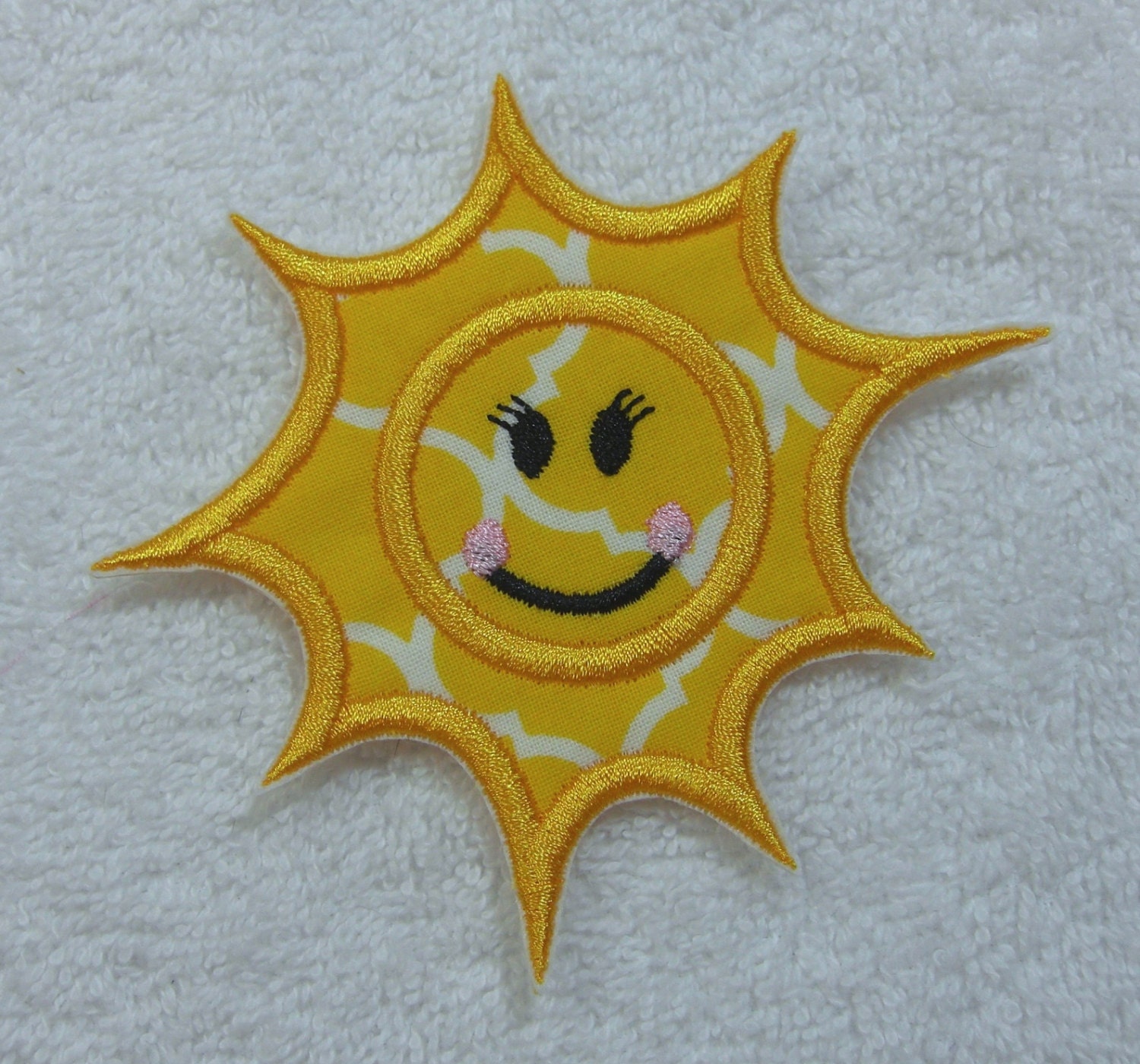 Sun Face Applique Fabric Embroidered Iron On by TheAppliquePatch