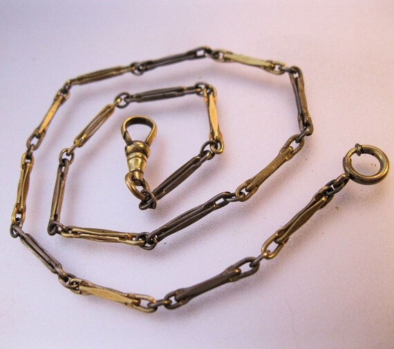 Vintage Pocket Watch Chain Two Tone Gold by BrightEyesTreasures
