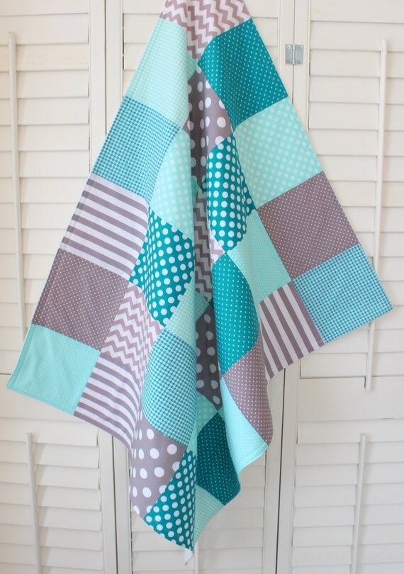 Baby Blanket Unisex Patchwork Baby Blanket by theredpistachio