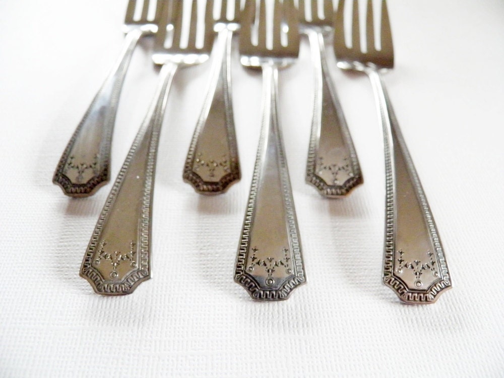1920s Set of 6 Dessert/Salad Forks National Silver Co EPNS Nickel Silver Haute Juice